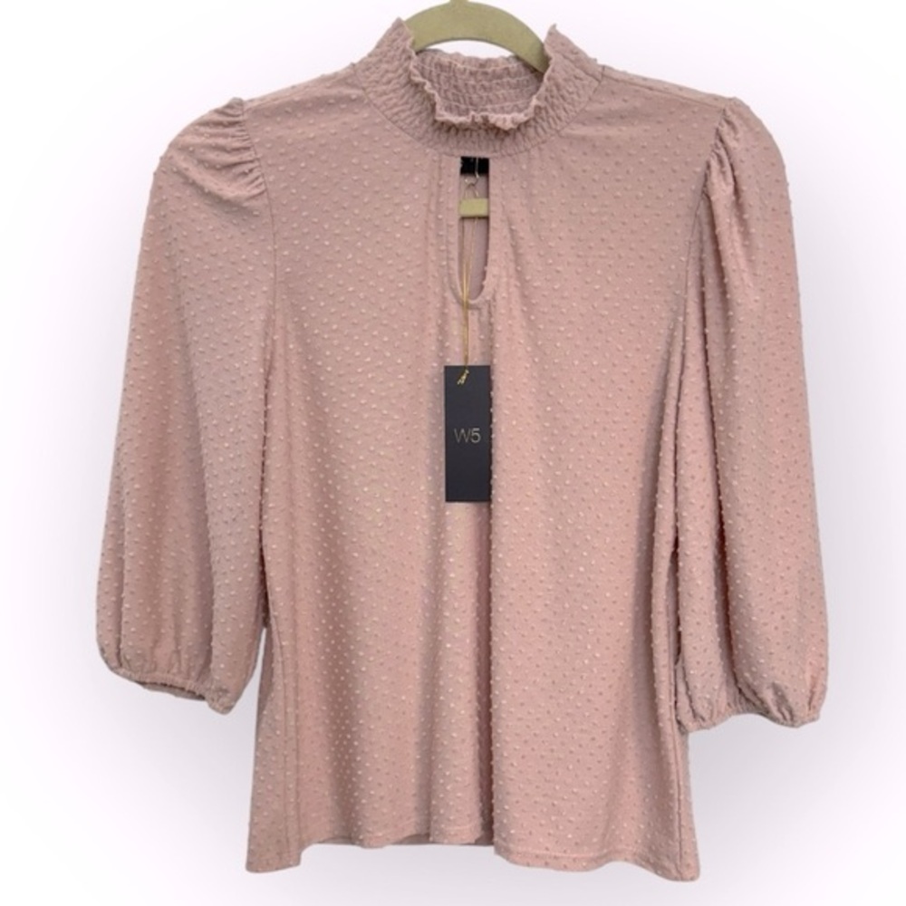 Anthropologie W5 Blush‎ Pink Textured Blouse Size M *2132